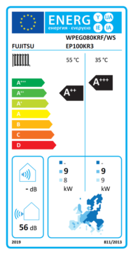 Energetický štítok WPEG080 KRF WSEP100 KR3 - Klimatizácie FUJITSU